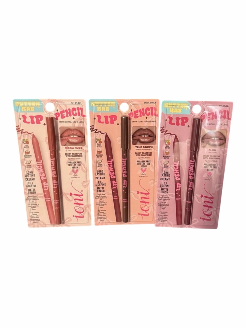 Ioni Butter Bae Lip Pencil Set – True Brown Warm Nude & Plum – Vegan